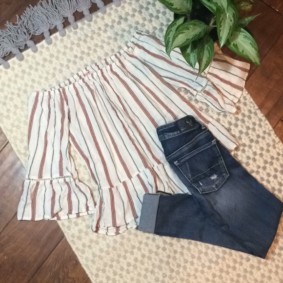 Urban Outfitters Tops - Boho Festival Stripe Off The Shoulder Top